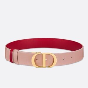 Dior Pink Red 30 Montaigne Reversible Belt 75 CM